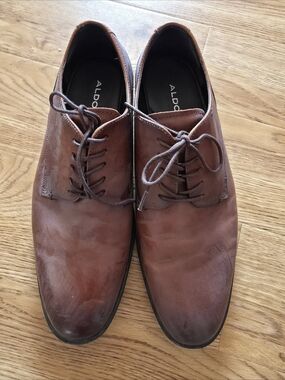 Aldo Men's Chestnut Brown Leather Derby Oxfords